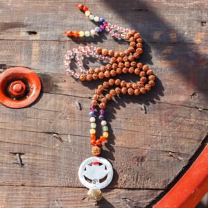 collier mala fleur lotus argent